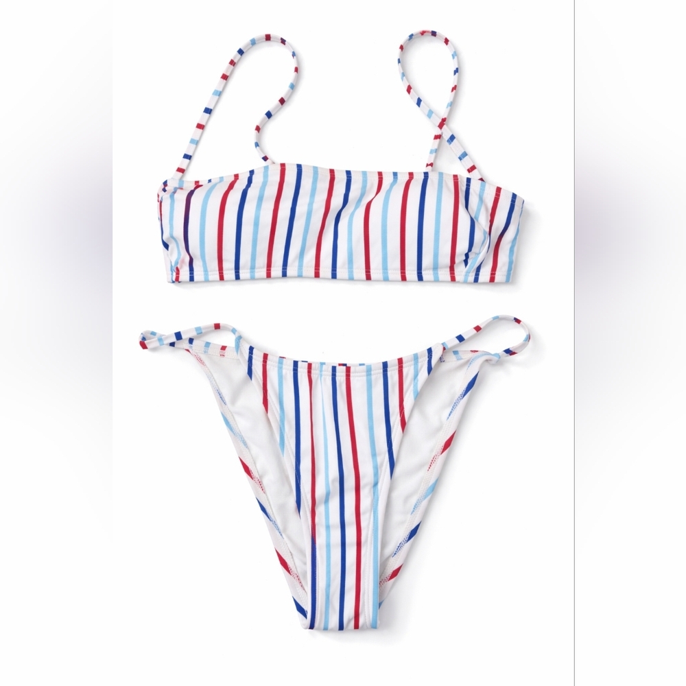 Wild Fable Red, Blue, and White Striped Bikini Size xxs